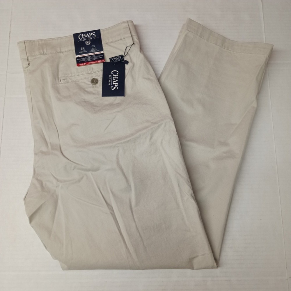 Chaps Straight Fit Chino Pants Men's Size 40x32 Stone Seacoast Wash